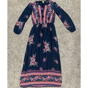 Xhilaration Boho Floral Long Sleeve Dress Womens M Festival Cottagecore AD30